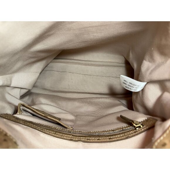 Talbots Light Brown Ostrich Leather Textured Hobo Bag Purse - Picture 13 of 17